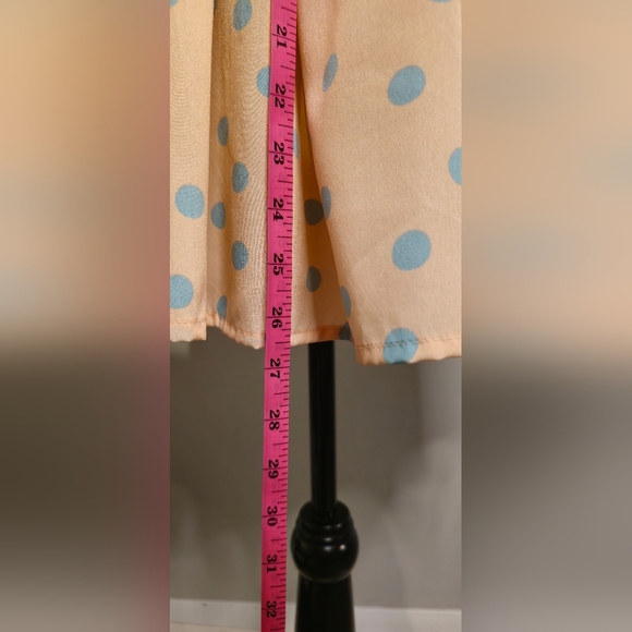 Derek Heart Peach Baby Blue Polka Dots Sleeveless Dress V-Line Neck Large - Picture 8 of 11